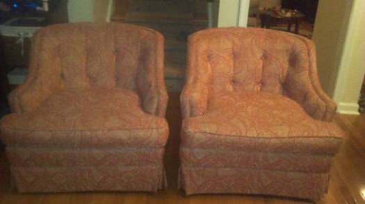 pair proper cocktail chairs, $250
